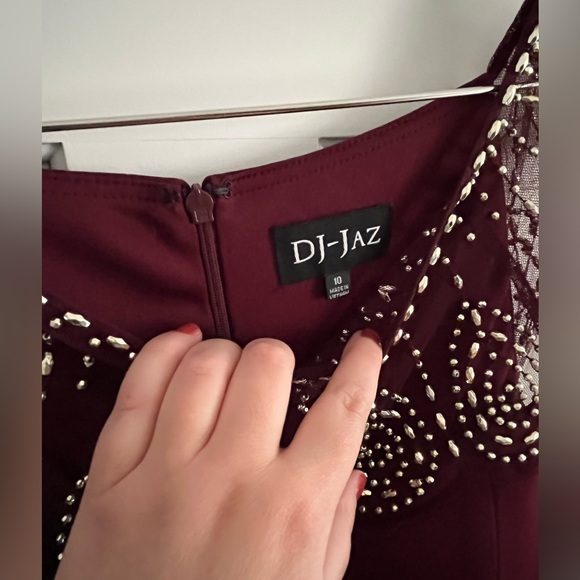 Beaded Burgundy Evening Gown - Picture 6 of 6